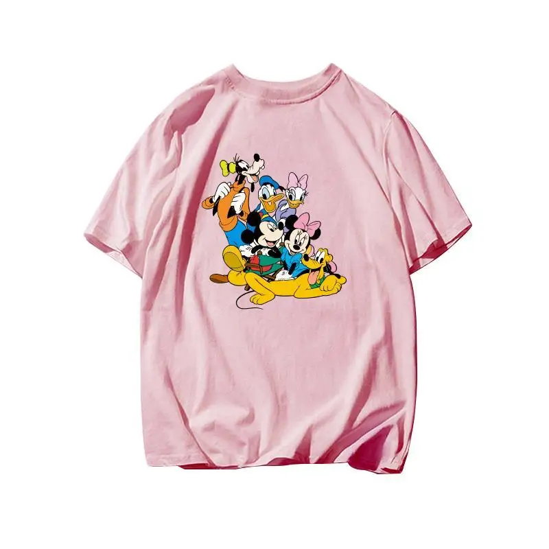 تي شيرت أسود بشخصيات ديزني الكلاسيكية للرجال والنساء 2025 تي شيرت قطني ربيعي ميكي ميني بلوتو جوفي تصميم متعدد الوضع #3