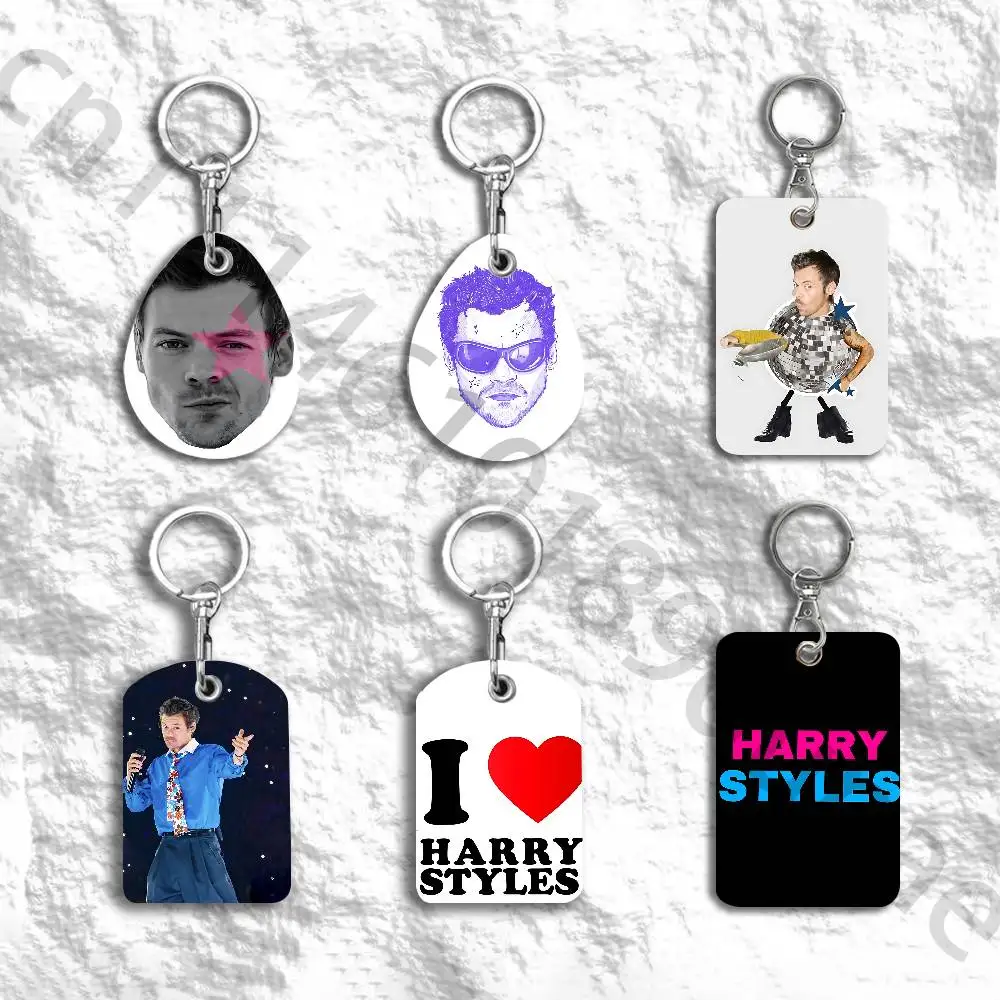 H-Harry S-Styles Protective Printed Leather Card Case Metal Keychain for Bank Credit Bus Subway ID Cards