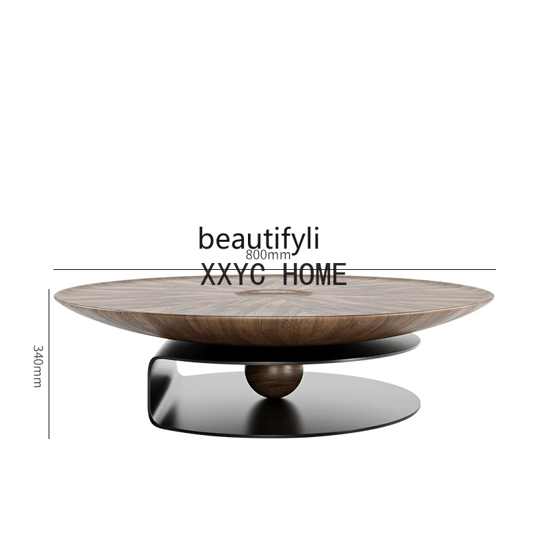 

zqItalian Minimalist Solid Wood round Coffee Table Light Luxury Modern Living Room Home