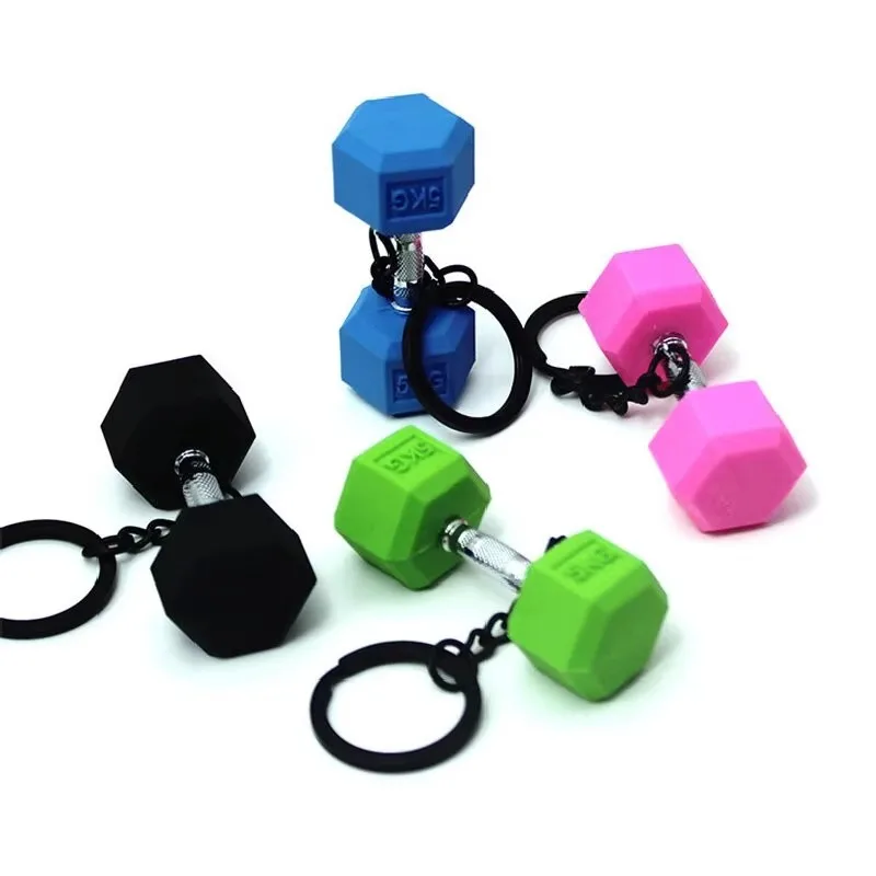 3D dumbbell keychain for women key ring creative PVC car key chain sports keychain key holder portachiavi llaveros bag charm