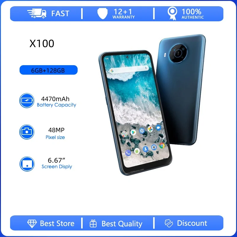 Teléfono Móvil Desbloqueado, Reacondicionado, Original X100 5G, 48MP, 6.67 Pulgadas, 4470mAh, Huella Dactilar, Idiomas Ruso, Árabe y Hebreo