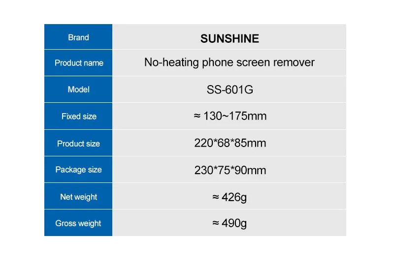 SUNSHINE SS-601G Handy Kostenlose Heizung LCD Bildschirm Splitter Unbeheizt Alle Handy Bildschirm Trennung Vorrichtung Reparatur Werkzeuge – Detail 20