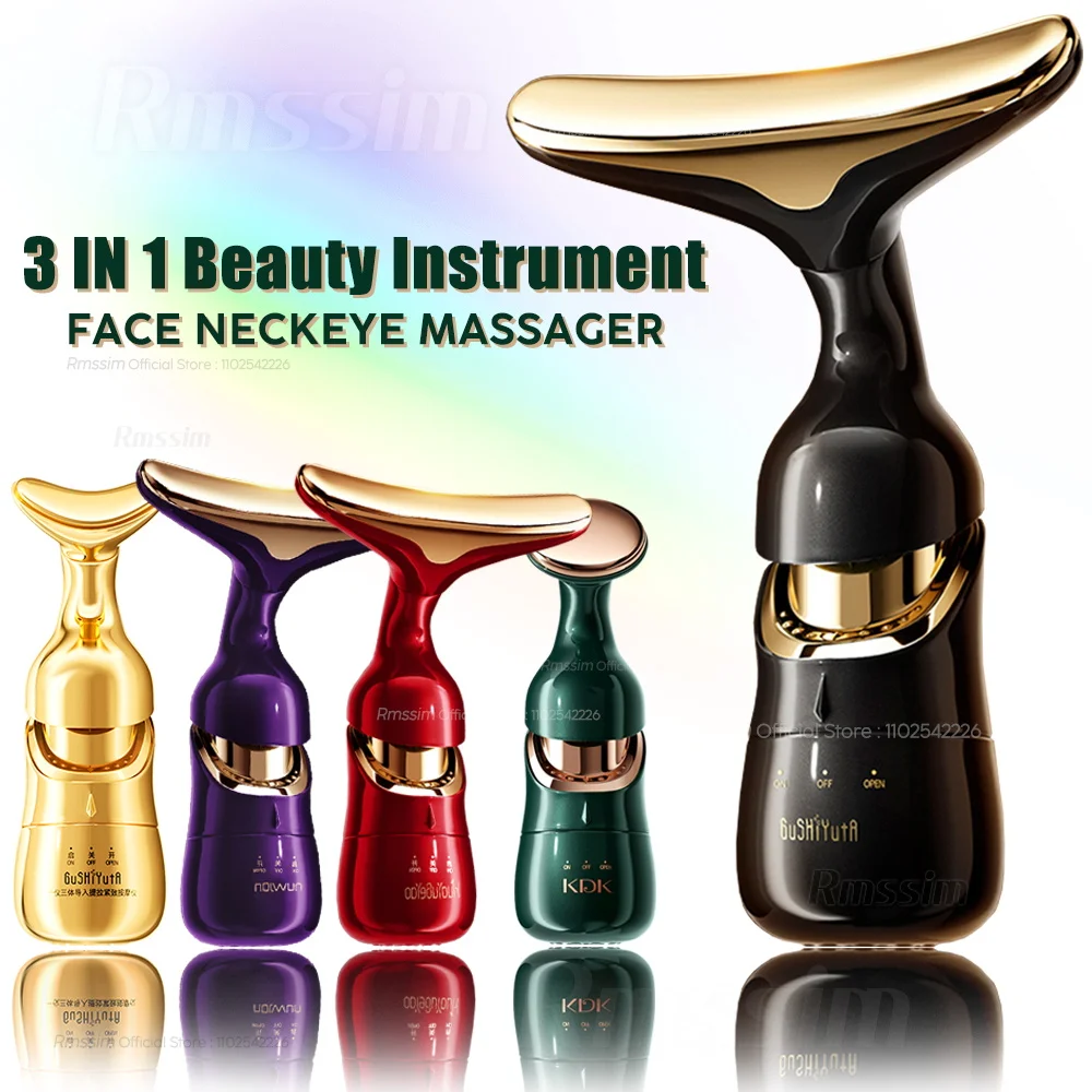 New Face Slimmer EMS Beauty Instrument Skin 3 In 1 Facial Lifting Device Neck Eye Massage Tightening Aging Facial Massager