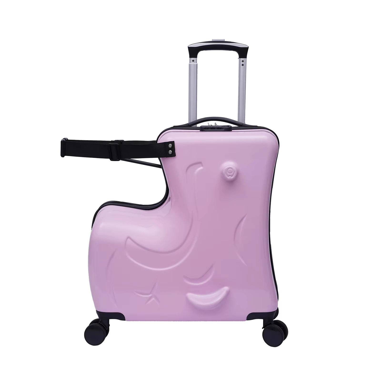 Pink Ride On Suitcase for Kids 20 Inch Horse Shaped Luggage with 3 Digit Password Lock 30kg Capacity Ages 3-6