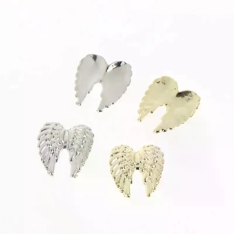 2 Pack Angel Wings Metal Nail Art Charms Gold Silver Wings Nail Decoration For Manicure DIY 3d Rhinestones Sparkly Nail Parts