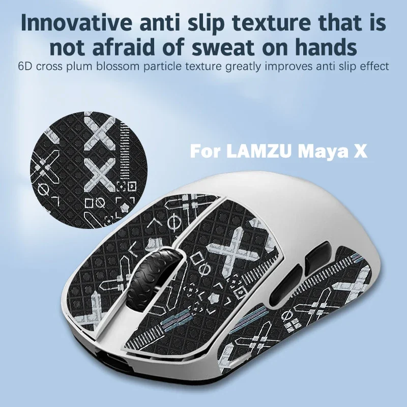 Ultra-Thin High-Grip Tape & Mouse Skates 1-2 Sets for LAMZU Maya X， Sweat-Wicking E-Sports Gaming Pads