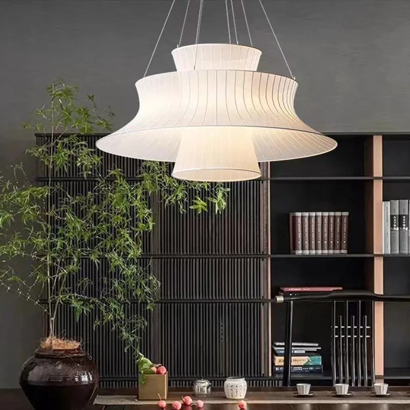 

Modern Minimalism Fabric Chandelier Living Dining Bedroom Loft Hanging Lamp Decoration Home Pendant Led Light Lustre Fixtures