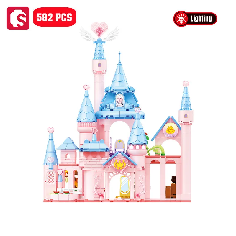 SEMBO 582pcs 4IN1 Castle Architecture Model Assemblage Building Blocks Kits Creative Streetscape Bricks Kids Toys Girls Gifts