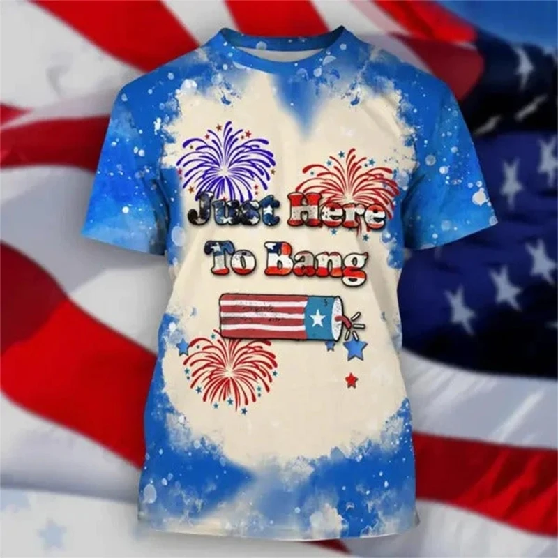 3D American Eagle Flag Print Tee Shirt USA National Emblem Men's T-shirts Independence Day Womens Clothing Patriotic Kids Tops