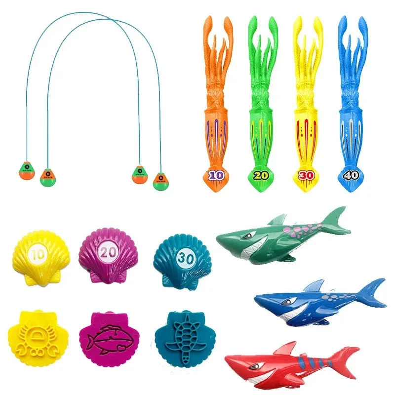 .Kids Summer Shark Rocket Throwing Toy Swimming Pool Dive Game Water Fun Games Pool Toys Baby Water Educational Bath Toys Gifts