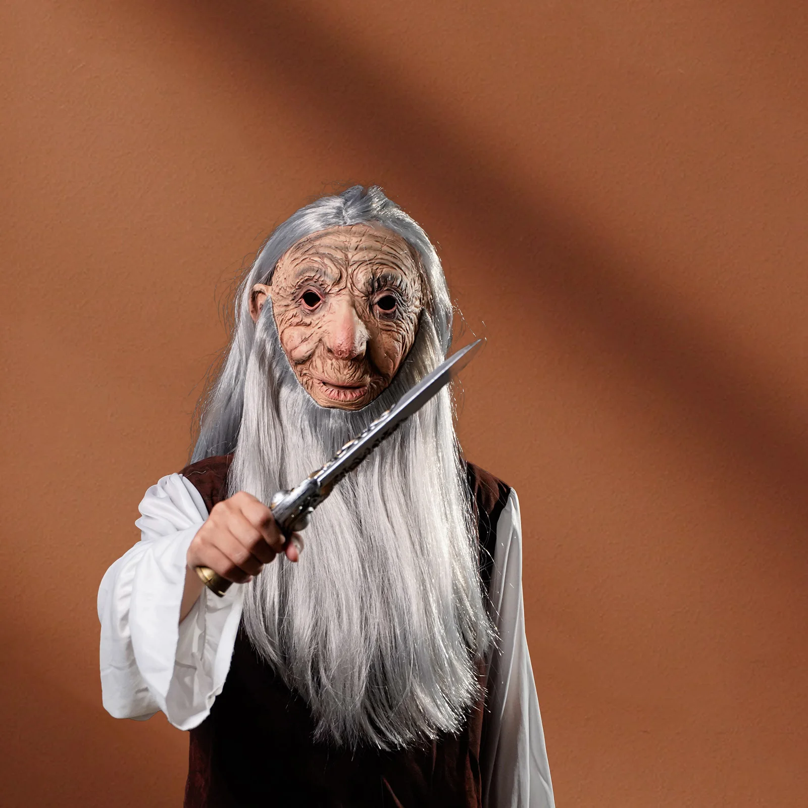 

1 шт. Старик с маской для длинных волос — ролевые игры, латексный материал, костюм на Хэллоуин, сценическое представление и реквизит для праздничной вечеринки