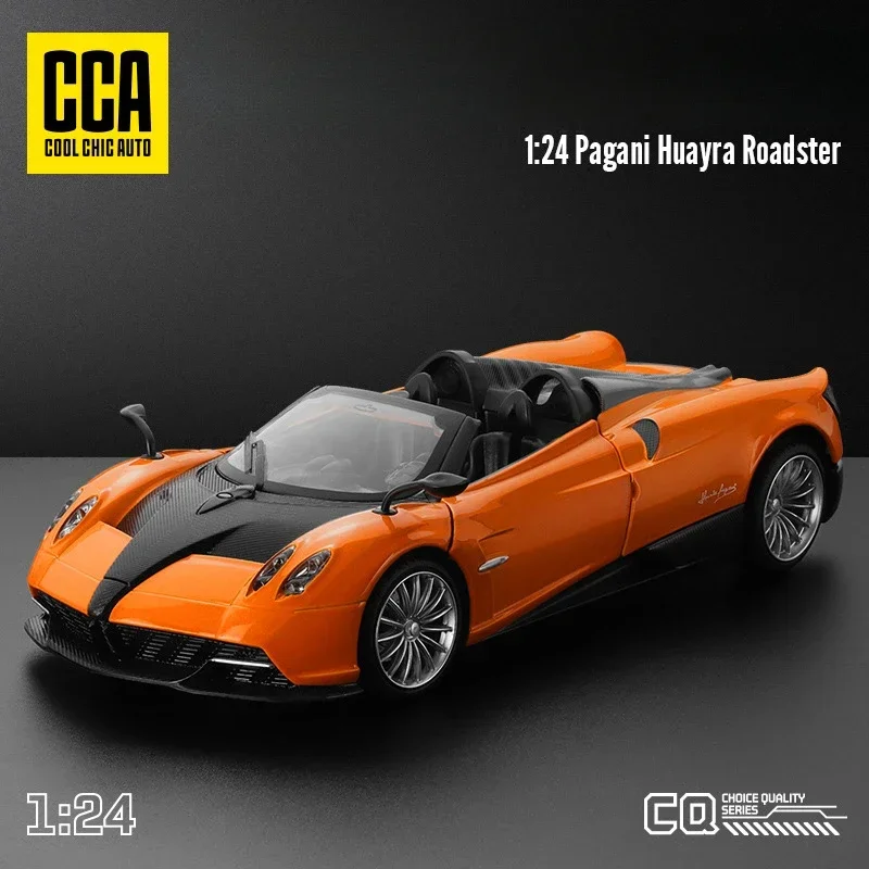 

Pagani Huayra Roadster модель автомобиля из сплава, литая под давлением 1:24, звуковой свет, коллективный металлический миниатюрный автомобиль Voiture для мальчиков, игрушка в подарок на день рождения