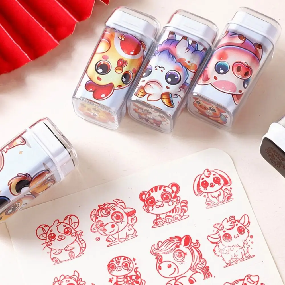 

Dragon Monkey Zodiac Stamps DIY Painting Hand Account Cute Animals Seal Stationery Journal Animals Figure Stamps Boys and Girls