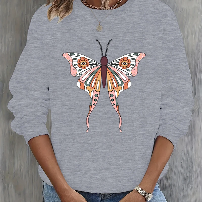 Sudadera con capucha para mujer, suéter con estampado de mariposa, diseño Floral, regalo de otoño