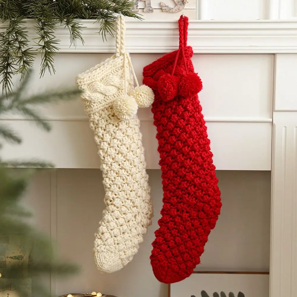 Knitted Christmas Hanging Socks Large Capacity Exquisite Candy Gift Bags Thickened Cartoon Christmas Tree Ornaments