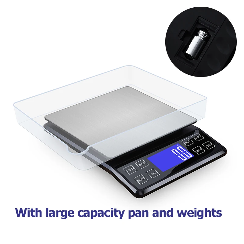 3kg/5kg/10kg 0.1g Digital Kitchen Scale Electronic Scale with 50g Weights and Pan Household Waterproof Balance for Food Baking