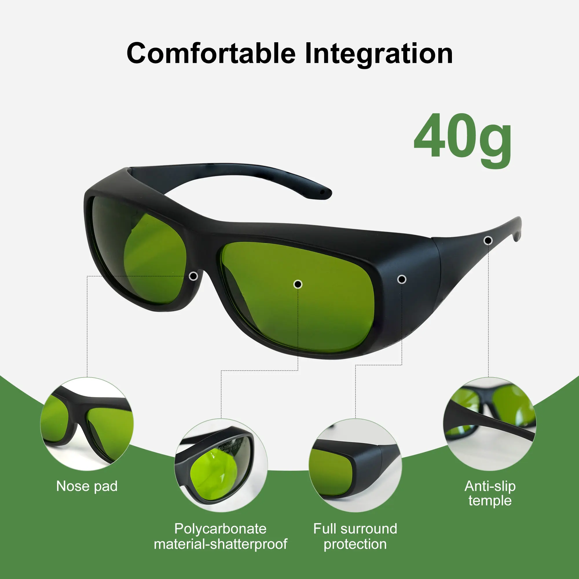 

Лазерные защитные очки 800-1100 нм, 1000-1090 нм Защитные очки OD7+ Профессиональные защитные очки для глаз