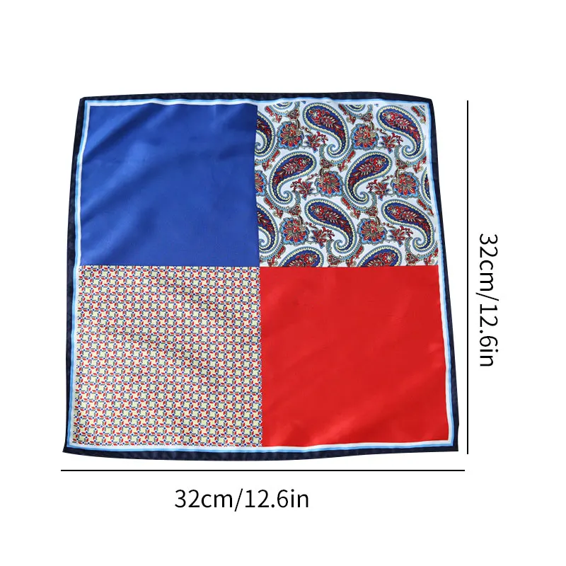 Lenço masculino com padrão vintage, quadrado de bolso clássico da moda para negócios, eventos casuais e semi-formais