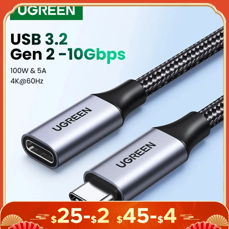 

Ugreen USB C Extension Cable Type C Extender Cord USB-C Thunderbolt 3 for Xiaomi Nintendo Switch USB 3.2 USB Extension Cable