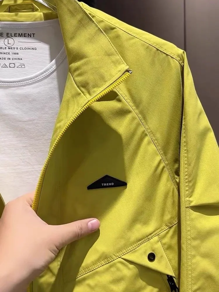 Jaqueta de Trabalho Moderna para Homens, Estilo Casual com Gola Alta, Tecido de Poliéster, Decorada com Zíper, Primavera e Ou...