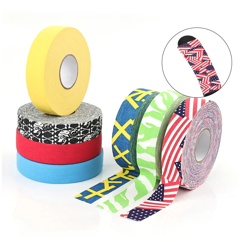 2.5cm x 25m Ice Hockey Tape Colored Anti-slip Athletic Elastic Adhesive Bandages For Sports Badminton Grip Sticky Rubber Tape