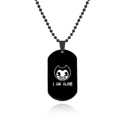 Horror Game Figure Bendy Necklace Stainless Steel Pendant Game Jewelry for Gamers Fans Necklace Accessories
