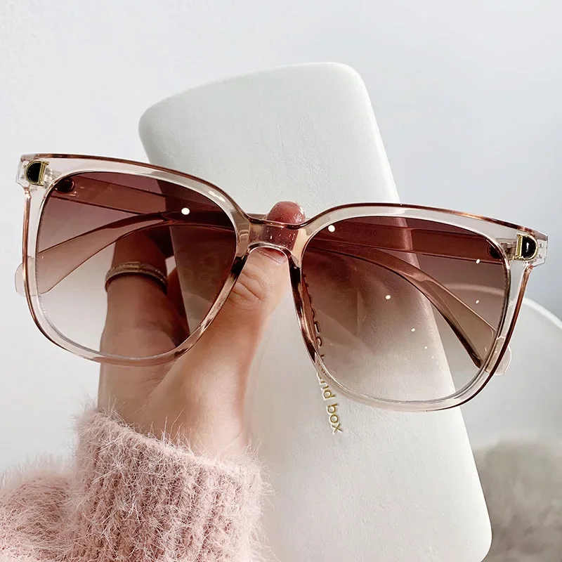 Vintage Square Sun Glasses for Women Men Oversized Fashion Big Frame Gradient Eyeglasses Sunglasses Universal Moto Accessories