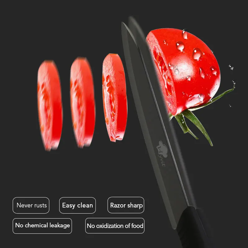 Ceramic Knives 3 4 5 6 inch Fruit Slicing Utility Chef Knife Rust Proof Black Zirconia Blade Sharp Kitchen Knife with Sheath