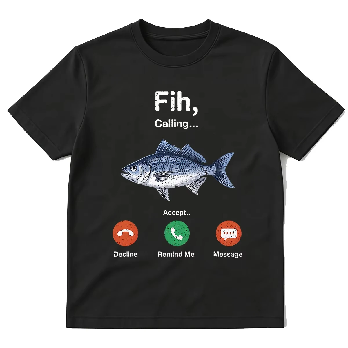Fish Calling Graphic T-shirt Funny Phone Call Fishing T-shirts Men Women Fashion 100% Cotton Short Sleeve Oversized T Shirt Tops