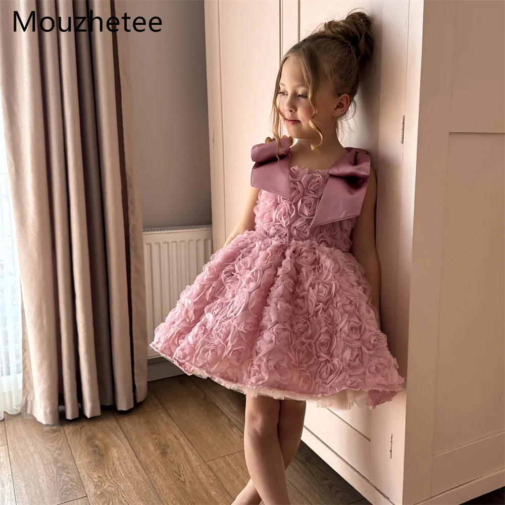 

Booma A-Line Bow Spaghetti Strap Flowers Girl Dresses Wedding Party Dress for Kids Flowers Girls Prom Gowns Customized 2026