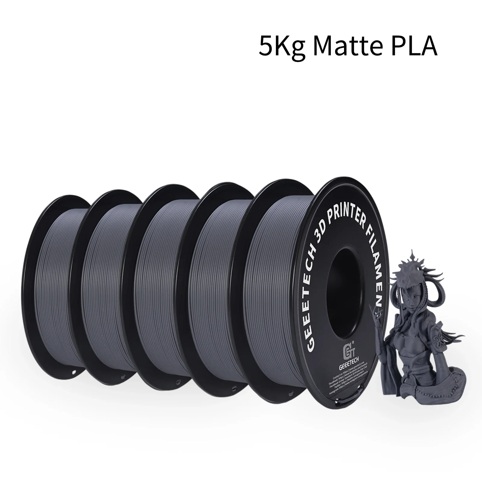 Geeetech 5kg Matte Filament PLA 1,75mm, 3D-printer Materiaal polymelkzuur, matte textuur, Vacuümverpakking