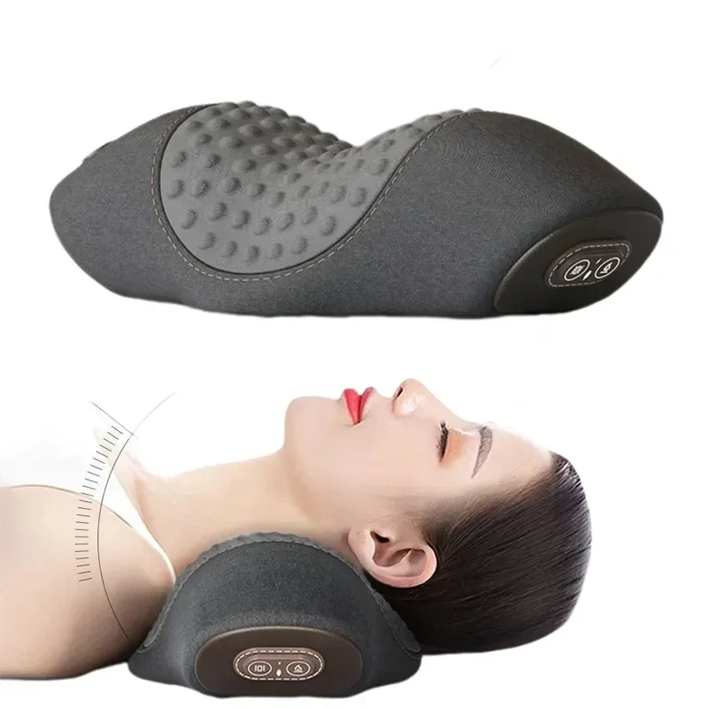 Electric Massager Cervical Pillow Hot Compress Vibration Massage Neck Traction Relax Sleeping Memory Foam Pillow Spine Support