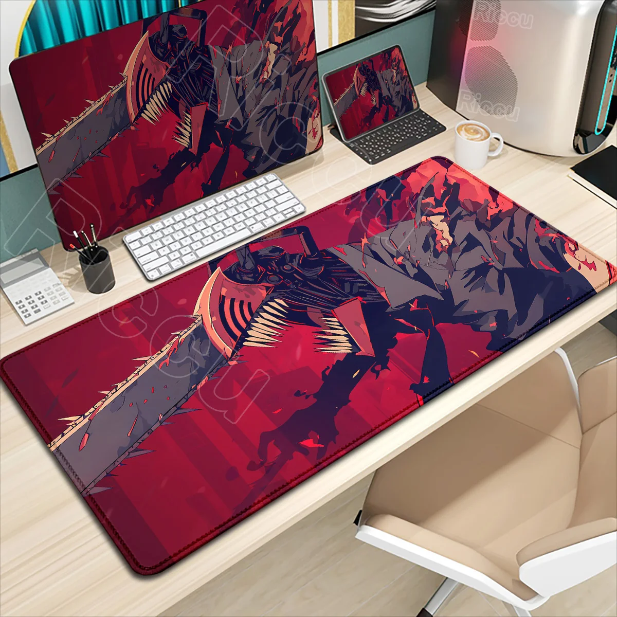 

HD Printing Anime Chainsaw Man Mousepad Computer Gamer Locking Edge Non-slip Mouse Pad Large Natural Rubber Keyboard PC Desk Mat