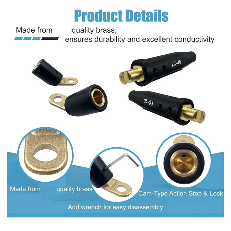 ABGR-2PCS CT-40FA أطراف اللحام و2 قطعة موصلات كابل اللحام LC-40، لآلة اللحام، 1/0 و2/0