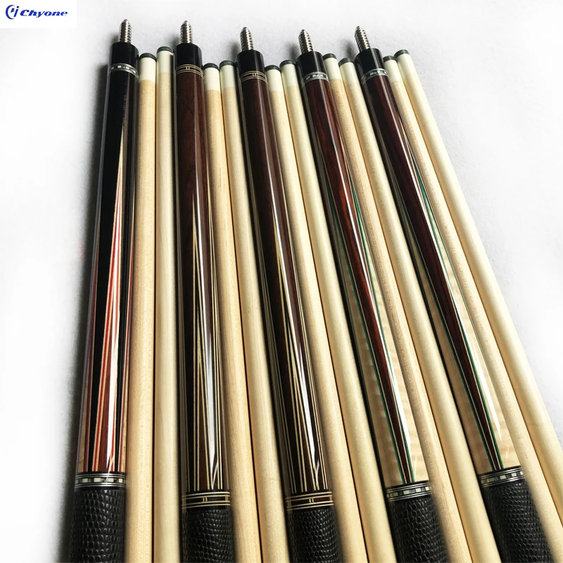 

Chyone 14mm Black Ebony Wood 5 Points Inlay Pool Cue Double Laminated Carbon Core Shafts Handmade Pool Cue Billiard Cue