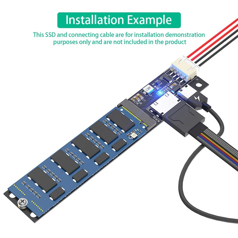 M.2 NVME M Key to SFF-8611 Riser Type C Power Supply NVME SSD Adapter + SATA to 4Pin Power Cable for 2230 2242 2260 2280 M.2 SSD