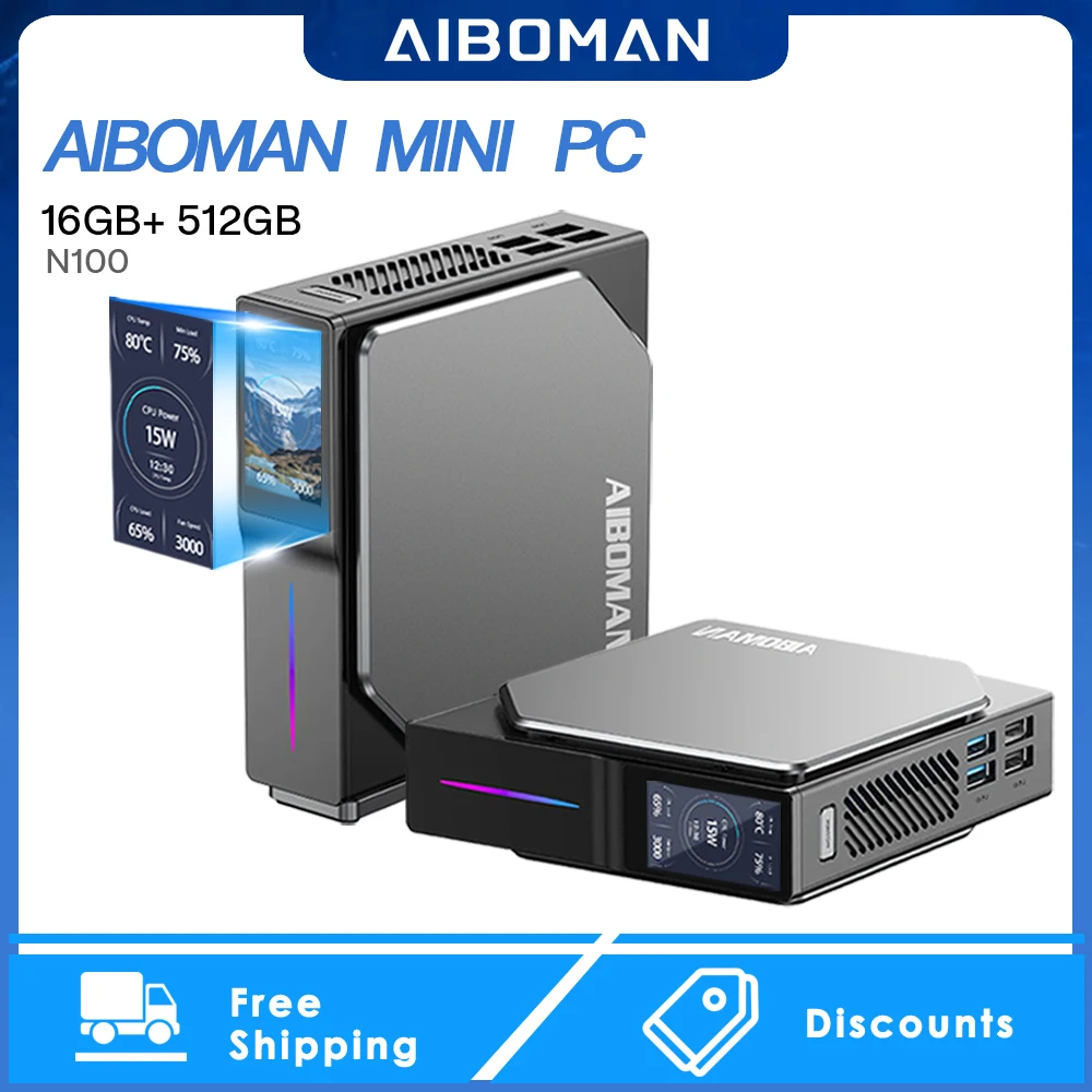 

Мини-ПК AIBOMAN Intel Alder Lake N100 16ГБ+512ГБ 3.40ГГц 4C/4T Intel 7 HDMI*2 LAN*2 DC AUX USB2.0 USB3.0