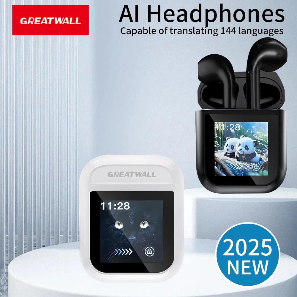 GREATWALL 2025 Upgrade AI Real Time Language Translator Earbuds 144 Languages & Accents, 3 in 1 Language Translation Headphones