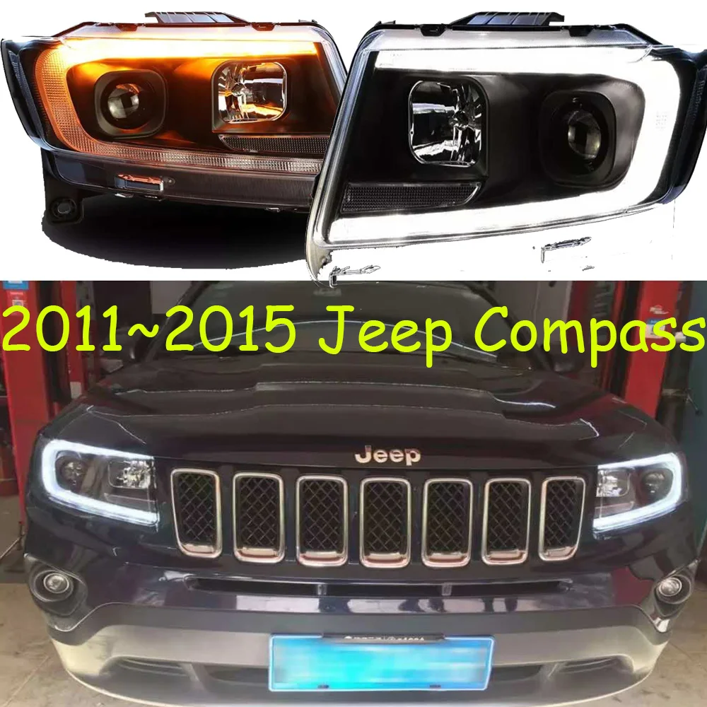 

2011~2015y car bupmer head light for Jeep compass headlight car accessories LED DRL hid xenon fog for compass headlamp