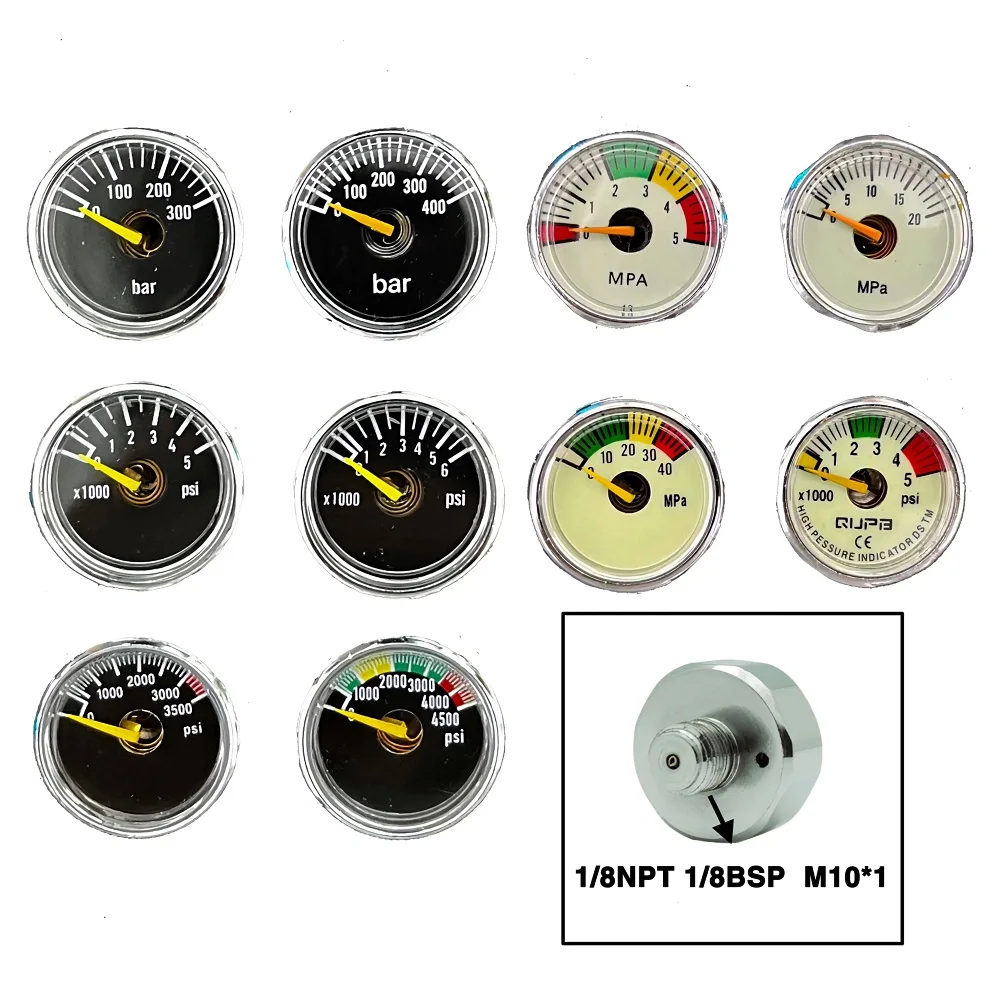 25mm High Pressure Gauge Mini Manometre 5mpa/20mpa/40mpa/300bar/400bar/5000psi/6000psi