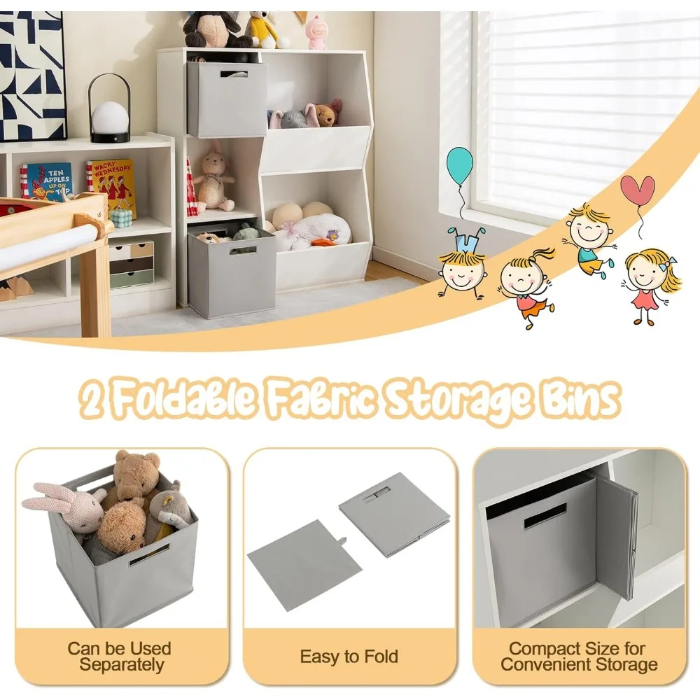 5-Tier Kids Bookshelf with Toy Storage Bins 5