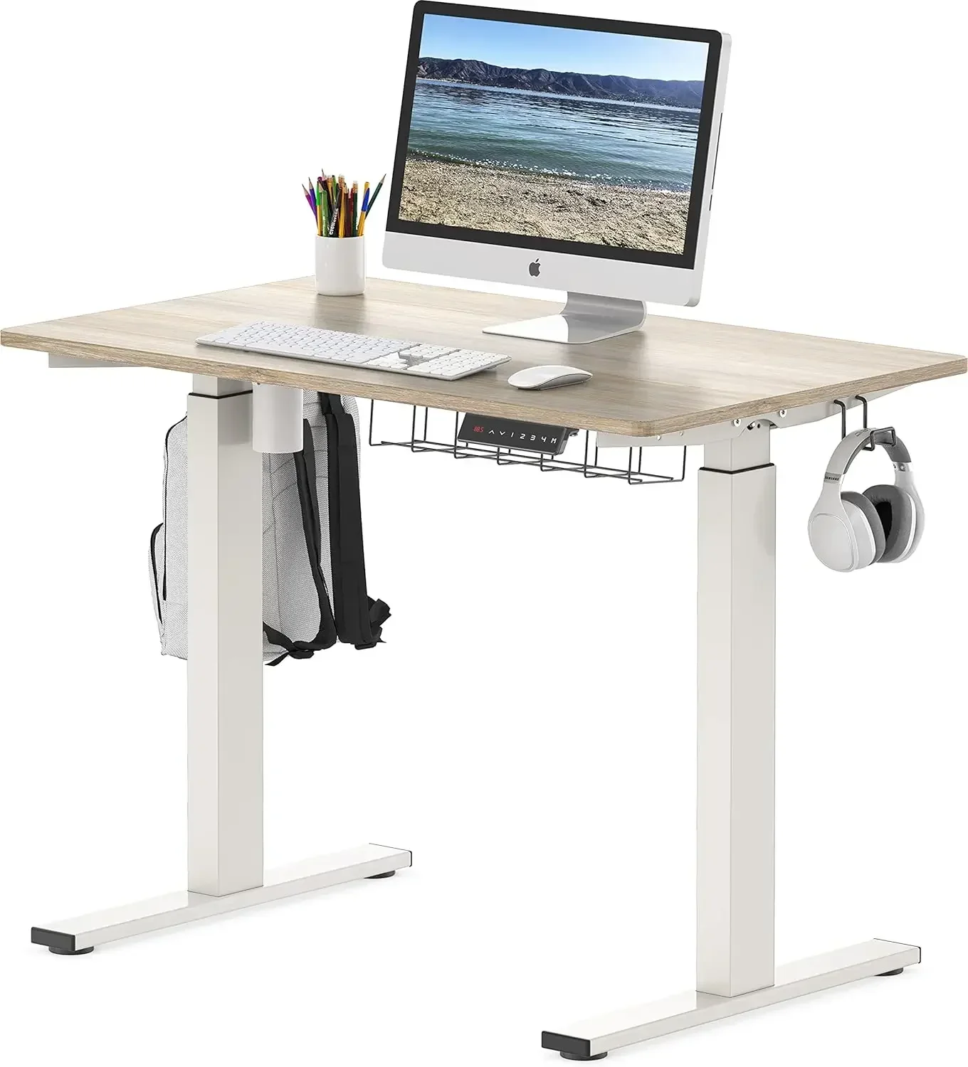 Memory Preset Electric Height Adjustable Standing Desk, 40 x 24 Inches, Maple