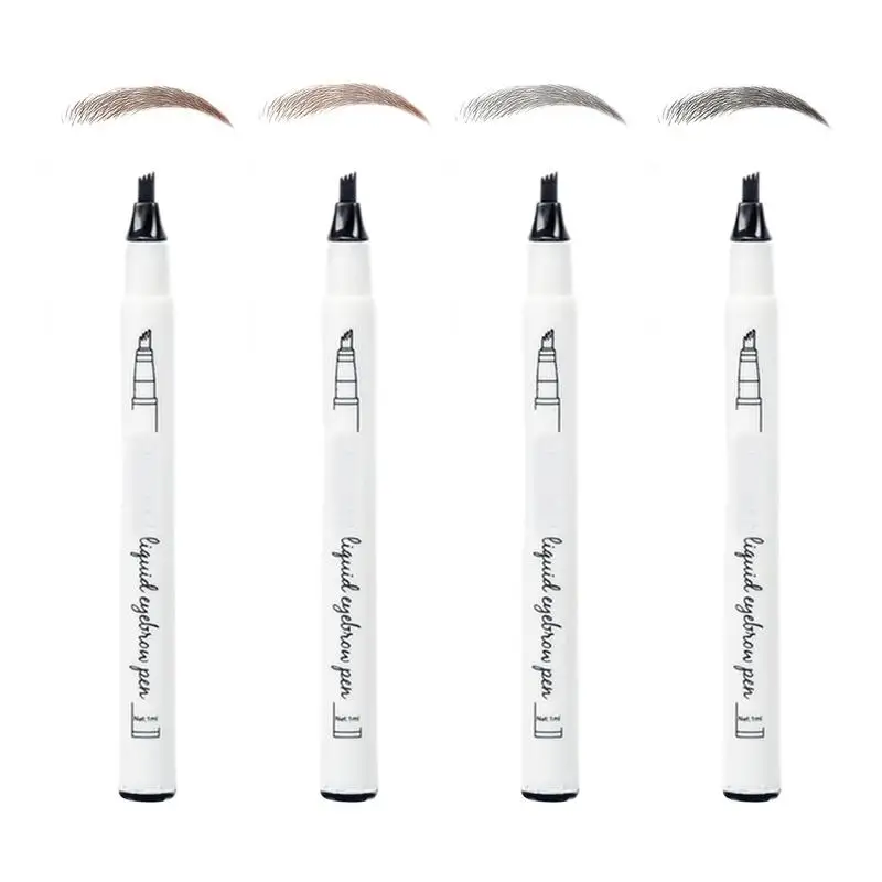 black brown Eyebrow Pen 4 Head Eyebrow Marker Pencil Microblading Eyebrow Pen Waterproof 4 Forks Tip Liquid Eyebrow Pencil