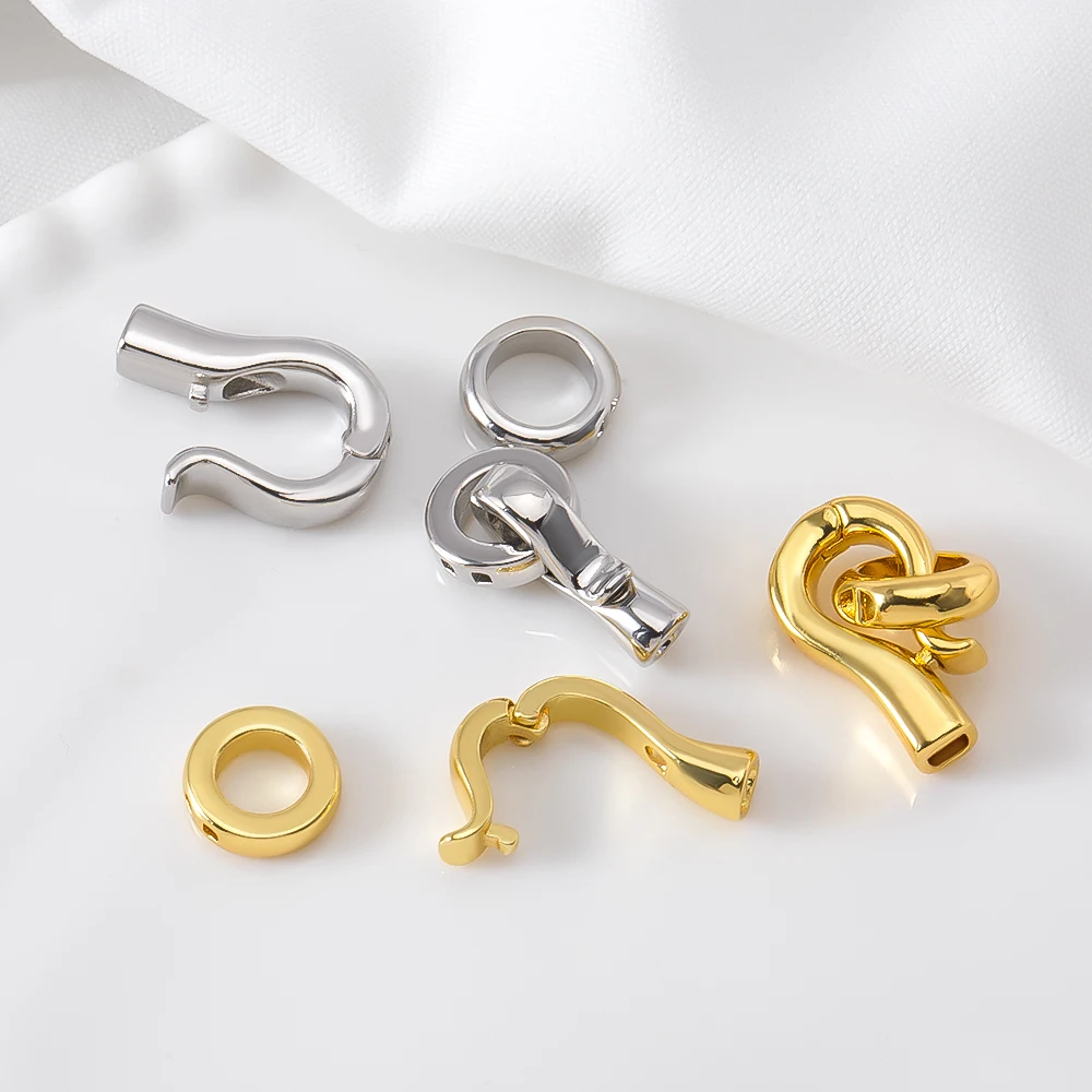1/2/4Pcs 18K Gold Plated Connector Clasps For Bracelet Necklace Beads End Caps Fastener Clasps DIY Handmade Jewelry Accessories