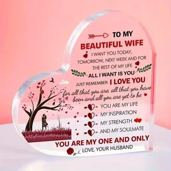 Romantic Acrylic Heart Keepsake - Perfect Birthday & Anniversary Gift for Wife from Husband with Love Sayings Plaque