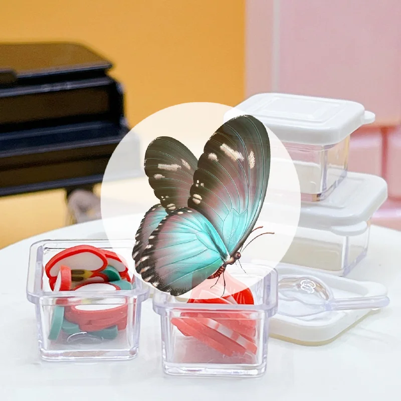 

New 1Set 1/12 Dollhouse Lunch Box Bento Storage Box W/Shovel Model Dollhouse Miniature Kitchen Decoration Doll House Scene Toys