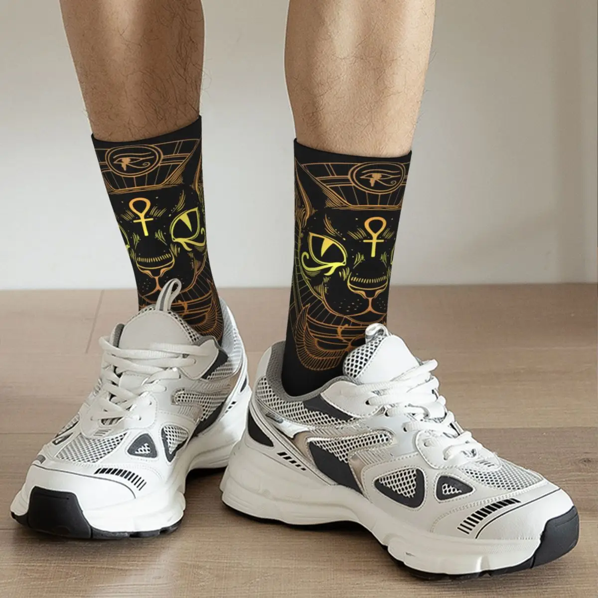 Cats And Ankh Cross Ancient Egypt Men Women Socks Motion Beautiful Spring, Summer, Autumn, and Winter Dressing Gifts