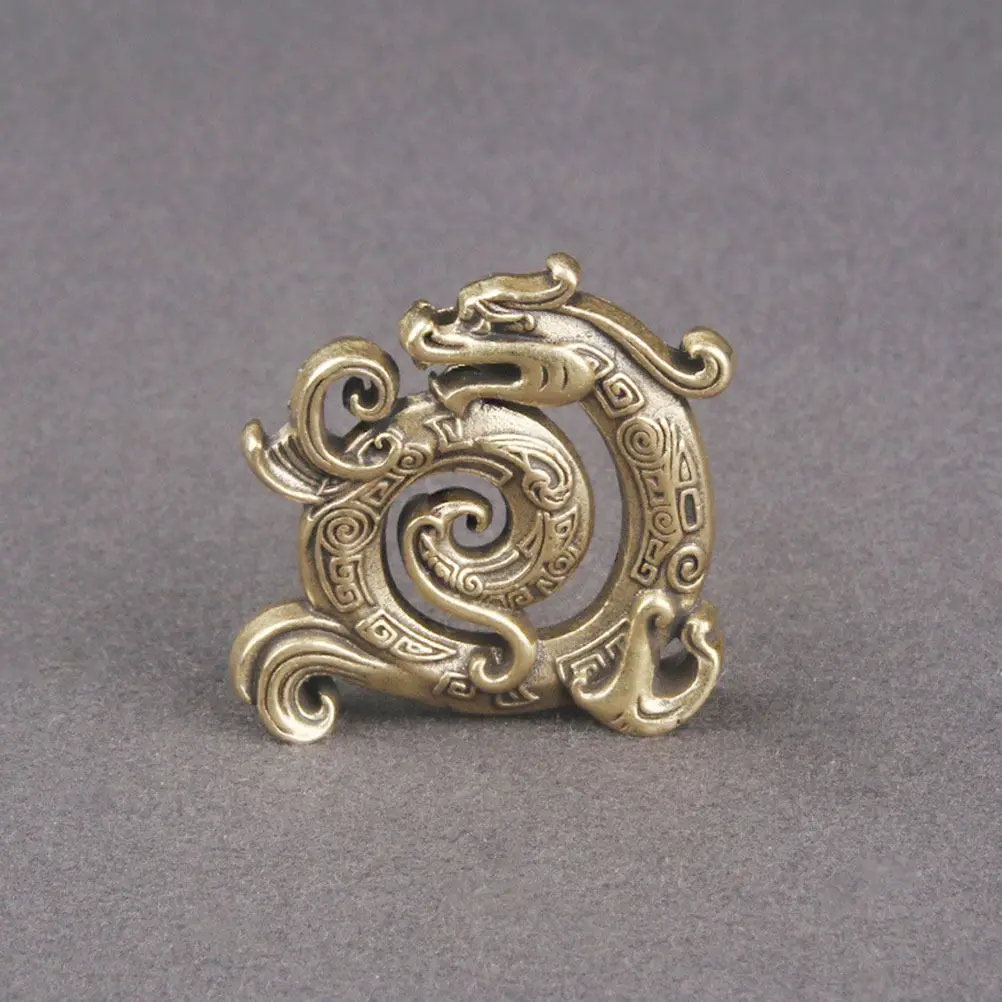 Brass Dragon Craft Stable Structure Retro Design Desk Decoration Chinese Dragon Sculpture Table Ornament Brass Animal Statue