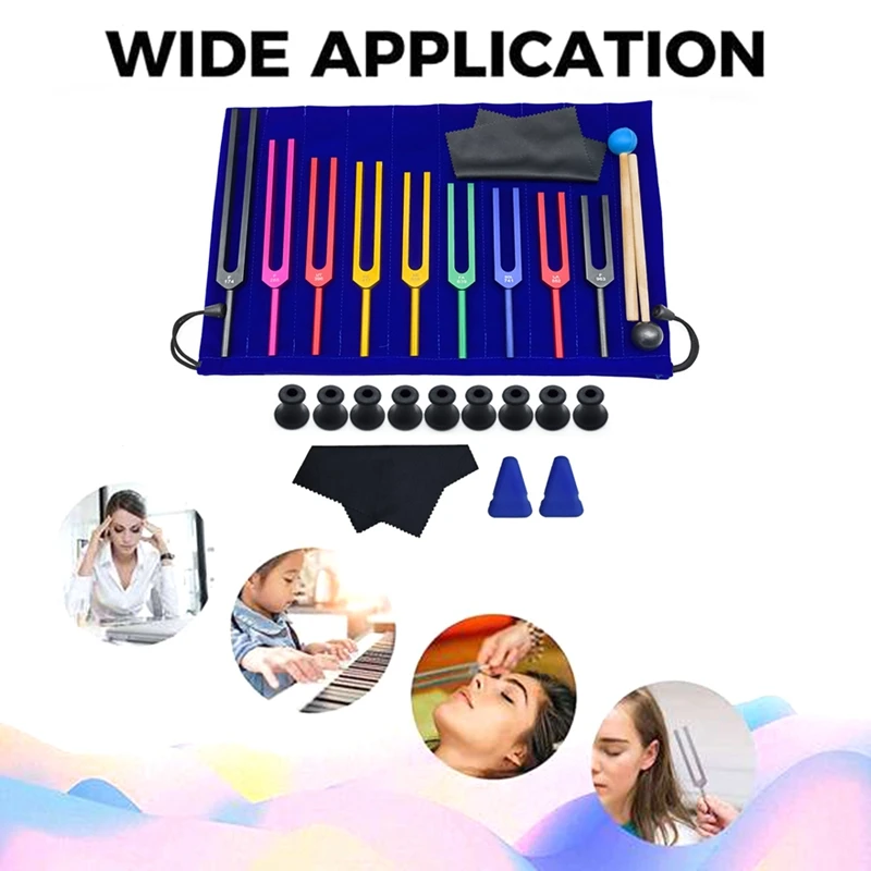 Colorful Aluminum Alloy Tuning Forks, Tuning Forks For Therapy, Voice Therapy With Cleaning Cloth Base Easy Install Easy To Use