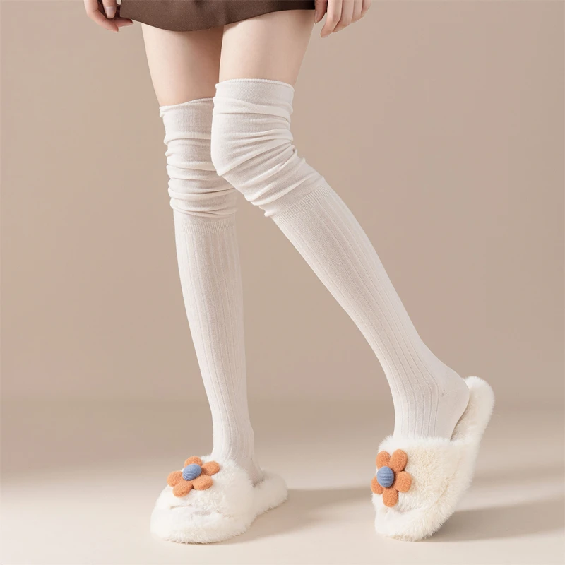 Thigh High Socks For Women New Fashion Solid Color Japanese Style Over The Knee Stockings Female Casual Long Women Socks Trendy